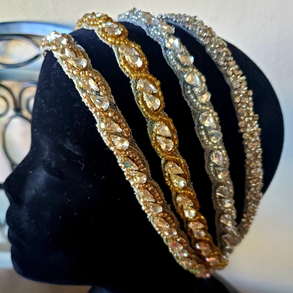 Crystal and beaded halo headband main image 5